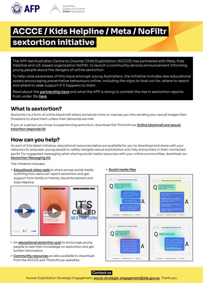 Sextortion stakeholder kit
